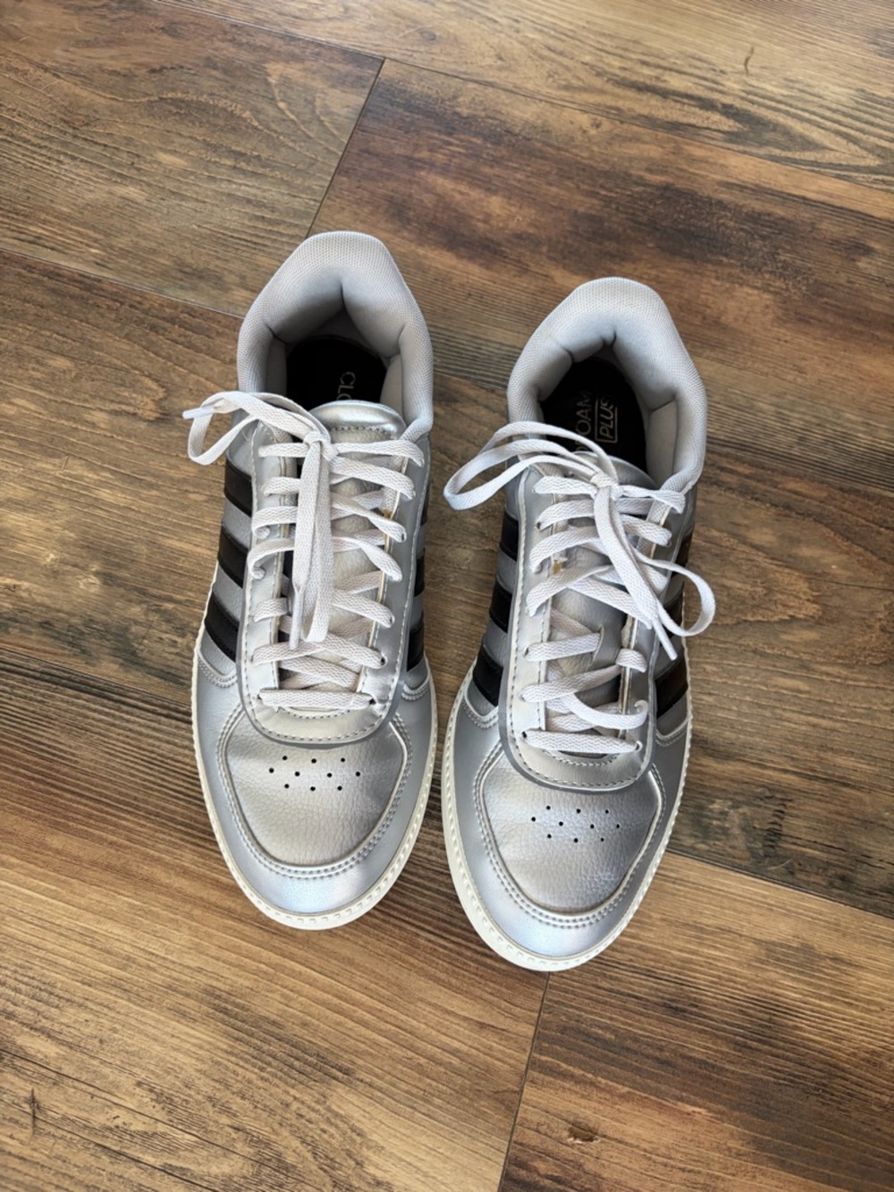 adidas Silver and Black Athletic Shoes
